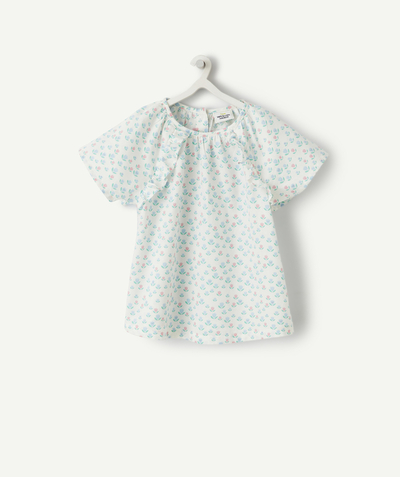 CategoryModel (8821754986638@932)  - blouse manches courtes bébé fille en coton imprimé fleuri rose et bleu