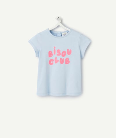 CategoryModel (8824240767118@45)  - t-shirt manches courtes bébé fille en coton bio bleu ciel bisou club
