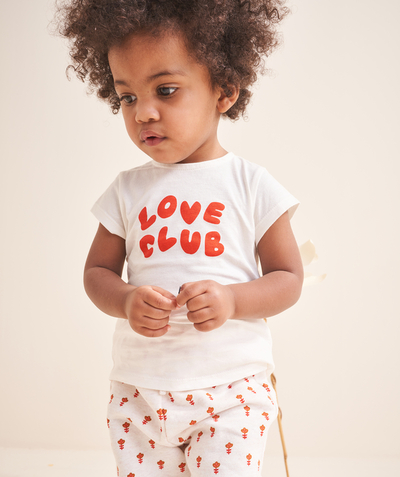 CategoryModel (8824668160142@18)  - t-shirt bébé fille en coton bio blanc avec message love club rouge