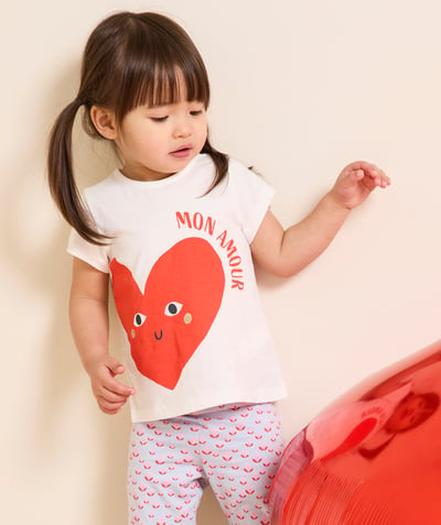 CategoryModel (8821754986638@932)  - T-shirt voor babymeisjes in wit biokatoen met rood hart en berichtjesmotief