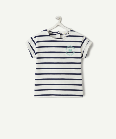 CategoryModel (8821753217166@5615)  - T-shirt met korte mouwen voor babymeisjes in biologisch katoen met streepjes in papa-fan thema