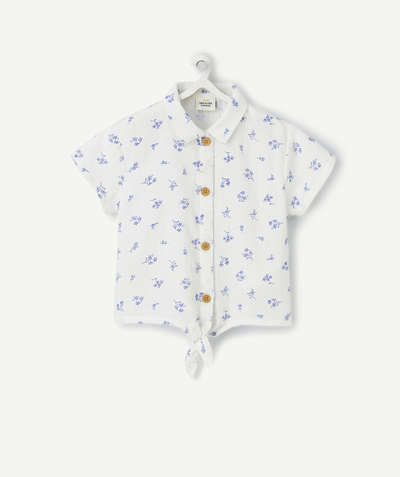 CategoryModel (8821752201358@55)  - chemise bébé fille en gaze de coton blanche imprimé à fleurs