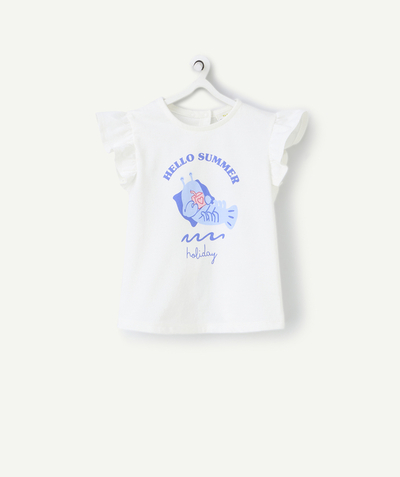 CategoryModel (8824535744654@124)  - t-shirt manches courtes bébé fille en coton bio blanc motif crevette