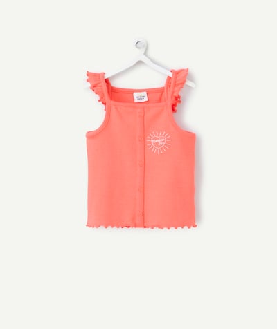 CategoryModel (8821752004750@3043)  - T-shirt voor babymeisjes van biologisch katoen, zonder mouwen, koraalkleurig