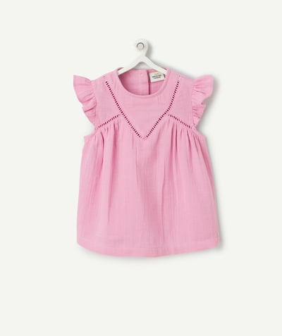 CategoryModel (8824437375118@259)  - blouse bébé fille en gaze de coton rose avec volants
