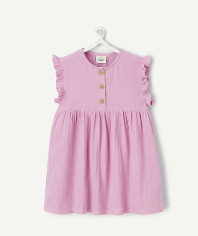 CategoryModel (8823356031118@17481)  - roze mouwloze katoenen jurk van gaas voor babymeisjes