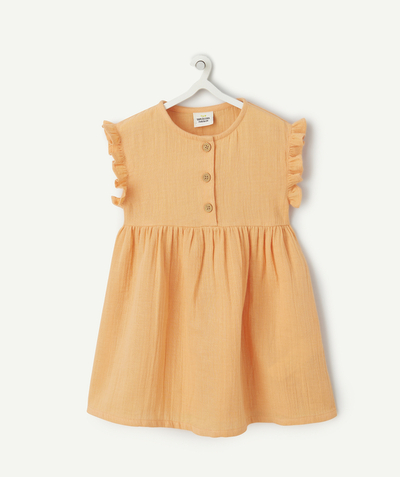 CategoryModel (8824765382798@46)  - jurk voor babymeisjes in oranje katoenen gaas met ruches