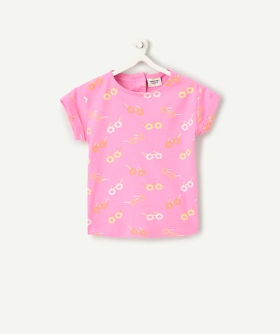 CategoryModel (8821752004750@3043)  - T-shirt met korte mouwen voor babymeisjes in roze gebloemd biologisch anti-uv katoen