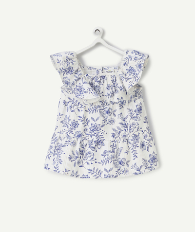 CategoryModel (8823454335118@93)  - blouse voor babymeisjes in responsbale viscose met ruches en blauwe bloemenprint