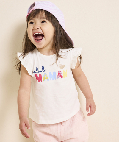 CategoryModel (8821752332430@743)  - T-shirt voor babymeisjes in wit biologisch katoen message club maman