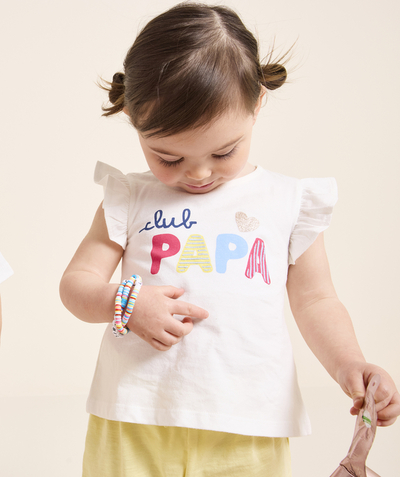 CategoryModel (8821752332430@743)  - T-shirt voor babymeisjes in wit biologisch katoen club papa boodschap