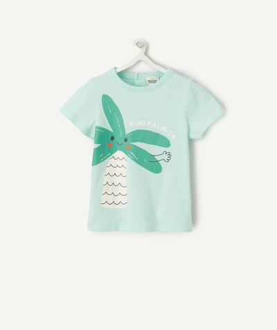 CategoryModel (8821758296206@2577)  - T-shirt voor babyjongens in groen biologisch katoen met palmboom en boodschap