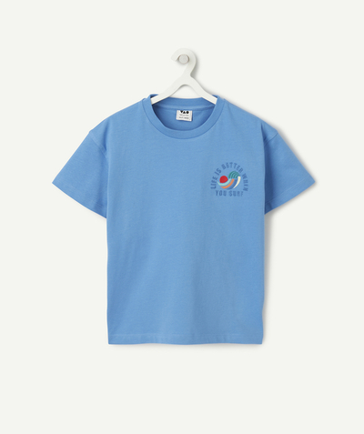 CategoryModel (8821764948110@1469)  - Jongens-T-shirt met korte mouwen in blauw biokatoen met surfthema