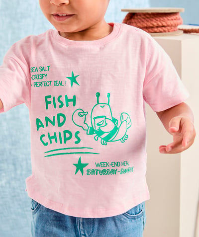 CategoryModel (8824535777422@127)  - T-shirt met korte mouwen in roze biologisch katoen met patroon voor babymeisjes