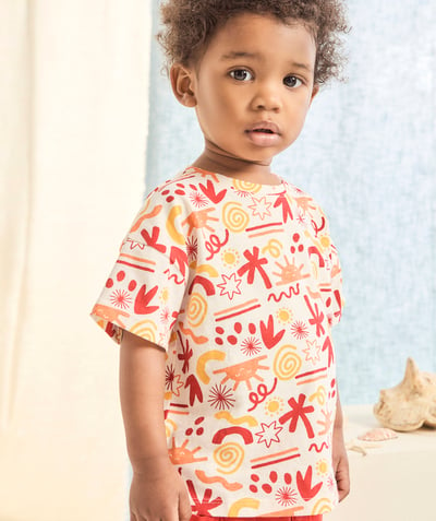 CategoryModel (8821754757262@2867)  - T-shirt met korte mouwen voor babyjongens in rood, oranje en geel bedrukt biologisch katoen
