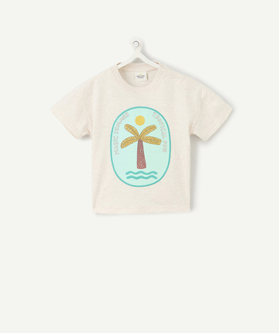 CategoryModel (8824535777422@127)  - T-shirt met korte mouwen en palmboommotief in grijs biologisch katoen voor babyjongens