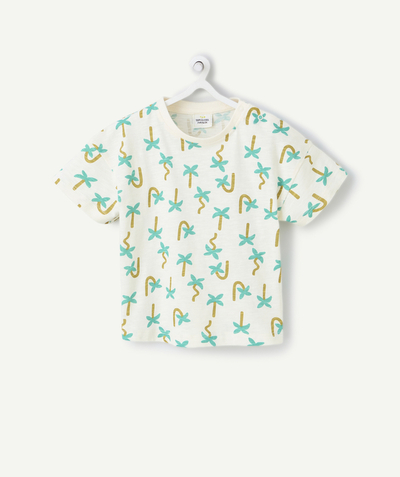 CategoryModel (8824668160142@18)  - t-shirt manches courtes bébé garçon en coton bio écru imprimé palmier