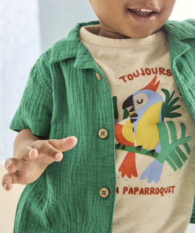 CategoryModel (8821755183246@791)  - t-shirt manches courtes bébé garçon beige imprimé mouchetés de couleurs et motif oiseaux