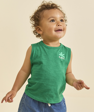 CategoryModel (8824668160142@18)  - débardeur bébé garçon en coton bio vert motif brodé