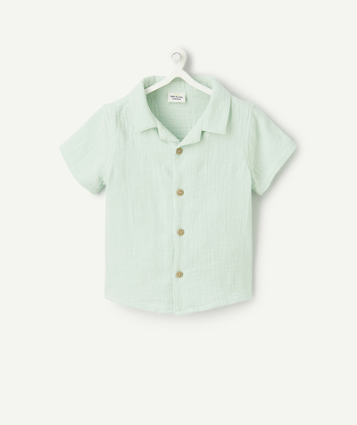 CategoryModel (8821754953870@332)  - chemise manches courtes en gaze de coton bio vert d'eau