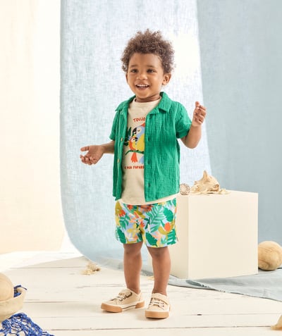 CategoryModel (8821754953870@332)  - chemise manches courtes bébé garçon en gaze de coton vert