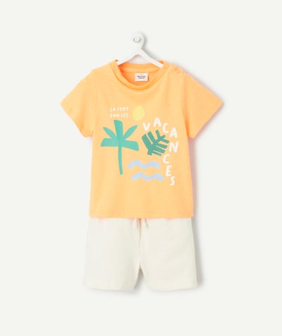 CategoryModel (8824437670030@2157)  - ensemble bébé garçon beige et orange fluo thème vacances