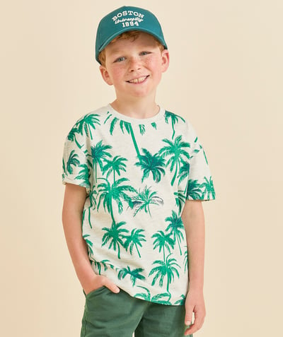 CategoryModel (8824503074958@54)  - T-shirt met korte mouwen en palmboomprint in biokatoen voor jongens