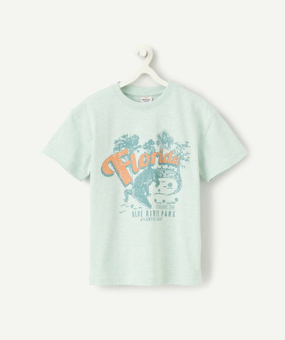 CategoryModel (8821761147022@6557)  - pastelgroen jongens-T-shirt met korte mouwen en alligator en florida motief