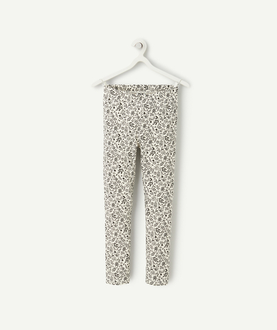 CategoryModel (8824668258446@201)  - Witte biokatoenen legging voor meisjes met zwarte bloem- en bladprint