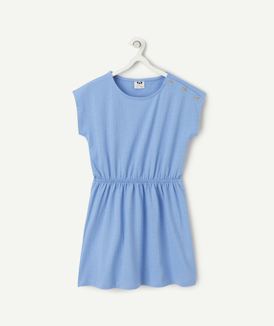 CategoryModel (8821760524430@184)  - robe manches courtes fille en coton bio bleu et boutons pailletés