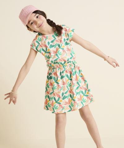 CategoryModel (8821760065678@125)  - robe manches courtes fille en coton bio imprimé feuilles colorées