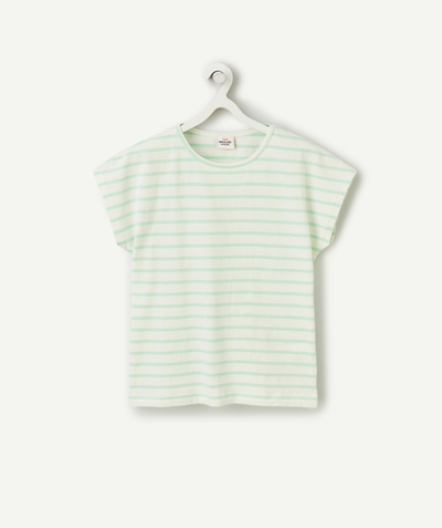 CategoryModel (8824503042190@76)  - t-shirt manches courtes fille en coton bio à rayures vertes