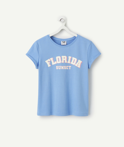 CategoryModel (8821760065678@125)  - t-shirt manches courtes fille en coton bio bleu message floride