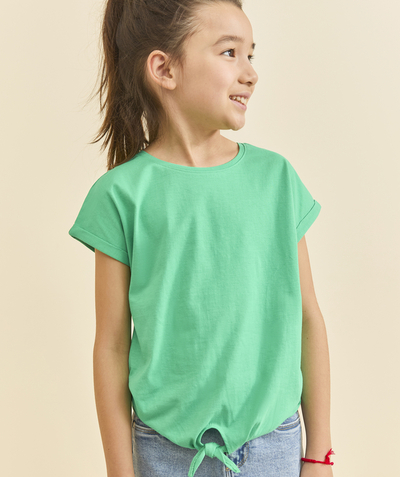 CategoryModel (8821760065678@125)  - groen biologisch katoenen meisjes-T-shirt met korte mouwen en strik