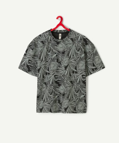 CategoryModel (8824535875726@13)  - t-shirt garçon en coton bio gris imprimé feuilles