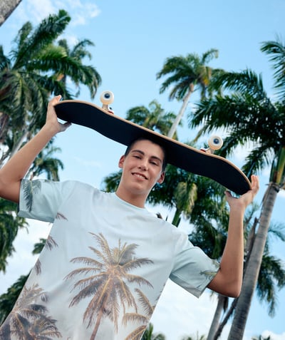 CategoryModel (8821765898382@978)  - t-shirt manches courtes garçon en fibre recyclé imprimé photo palmier