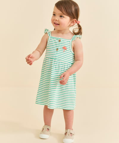CategoryModel (8821752463502@361)  - robe à bretelles bébé fille en coton bio rayé vert et blanc