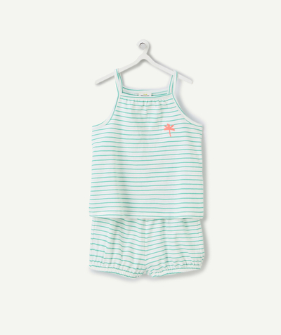 CategoryModel (8821752004750@3043)  - ensemble top et short bébé fille en coton bio imprimé à rayures vert et blanc