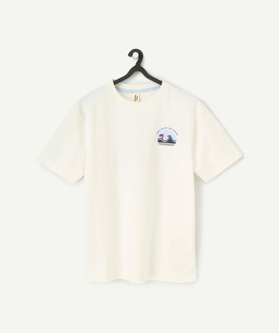 CategoryModel (8821765898382@978)  - t-shirt manches courtes garçon en coton bio blanc avec motif plage