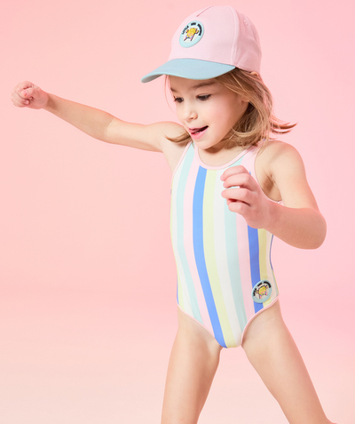 CategoryModel (8824175263886@24)  - maillot de bain 1 pièce fille imprimé à rayures colorées avec patch monsieur x madame