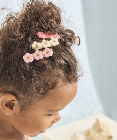 CategoryModel (8824928960654@266)  - 3-pack haarclips voor babymeisjes met roze en witte bloemen