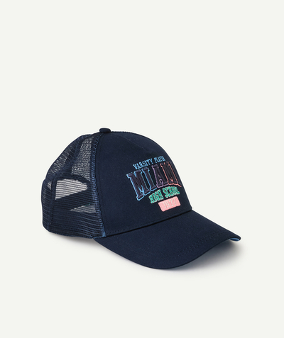 CategoryModel (8821762523278@305)  - casquette garçon avec filet bleu marine et message brodé