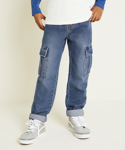 CategoryModel (8824928927886@20)  - Blauwe denim straight leg cargobroek met cargozakken