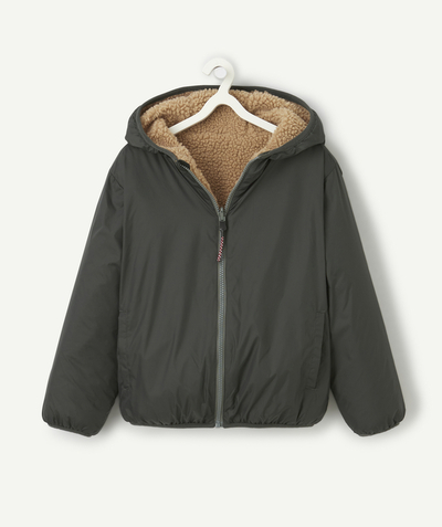 CategoryModel (8824666751118@2849)  - blouson réversible garçon en fibres recyclées à capuche kaki