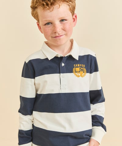 CategoryModel (8825715589262@6)  - marineblauw en wit gestreept poloshirt van biologisch katoen voor jongens