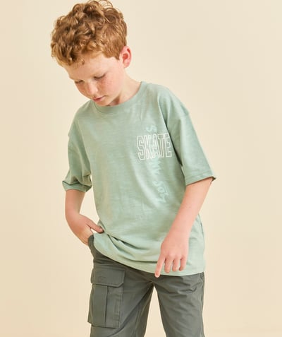 CategoryModel (8825060262030@22)  - jongens-T-shirt met korte mouwen in pastelgroen biologisch katoen met skateboardmotief