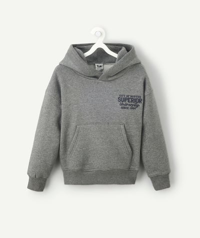 CategoryModel (8824668061838@546)  - Sweat garçon à capuche et imprimé gris chiné