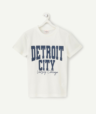 CategoryModel (8825715523726@5)  - t-shirt manches courtes garçon en coton bio blanc avec message detroit