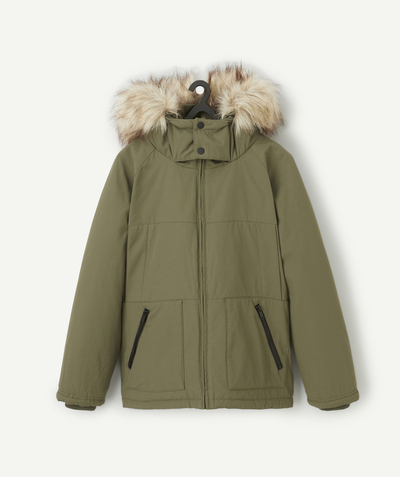 CategoryModel (8824667865230@165)  - parka garçon kaki et capuche imitation fourrure amovible