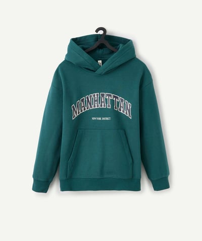 CategoryModel (8825060327566@11)  - sweat à capuche garçon en fibres recyclées vert forêt thème campus